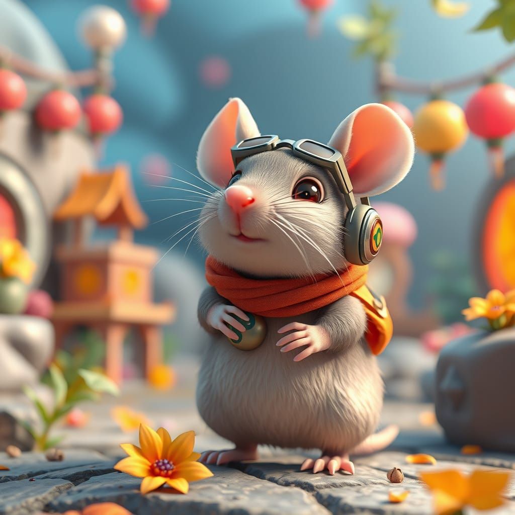 Adorable Rat Posing in Fantasy Anime Style