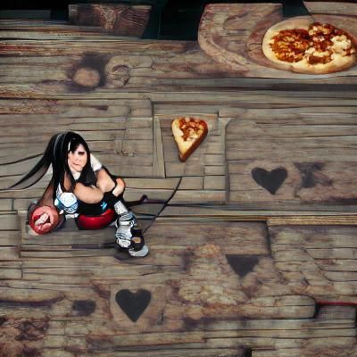 Tifa Lockhart with Pizza