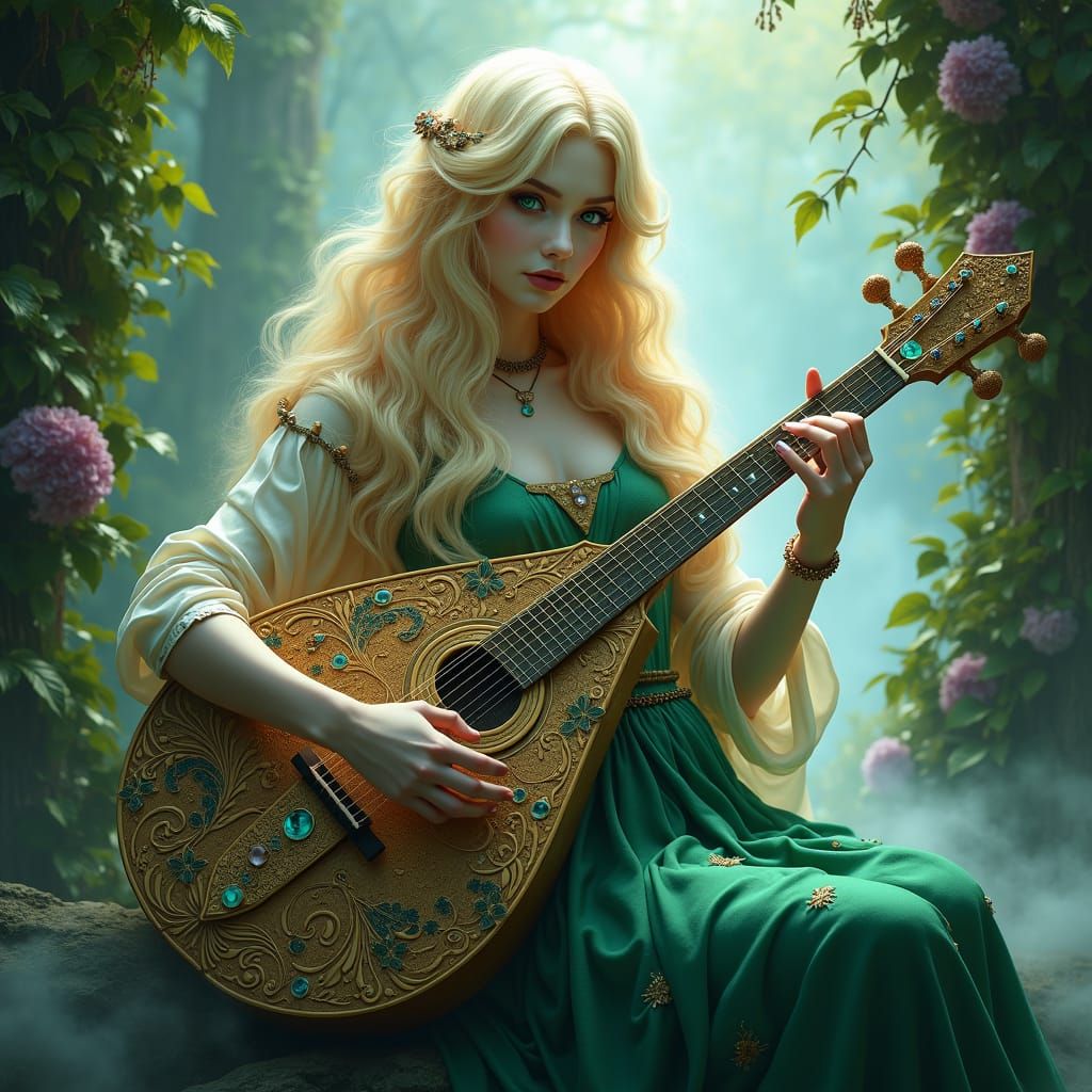 Aasimar Bard in Dreamlike Fantasy Art Style