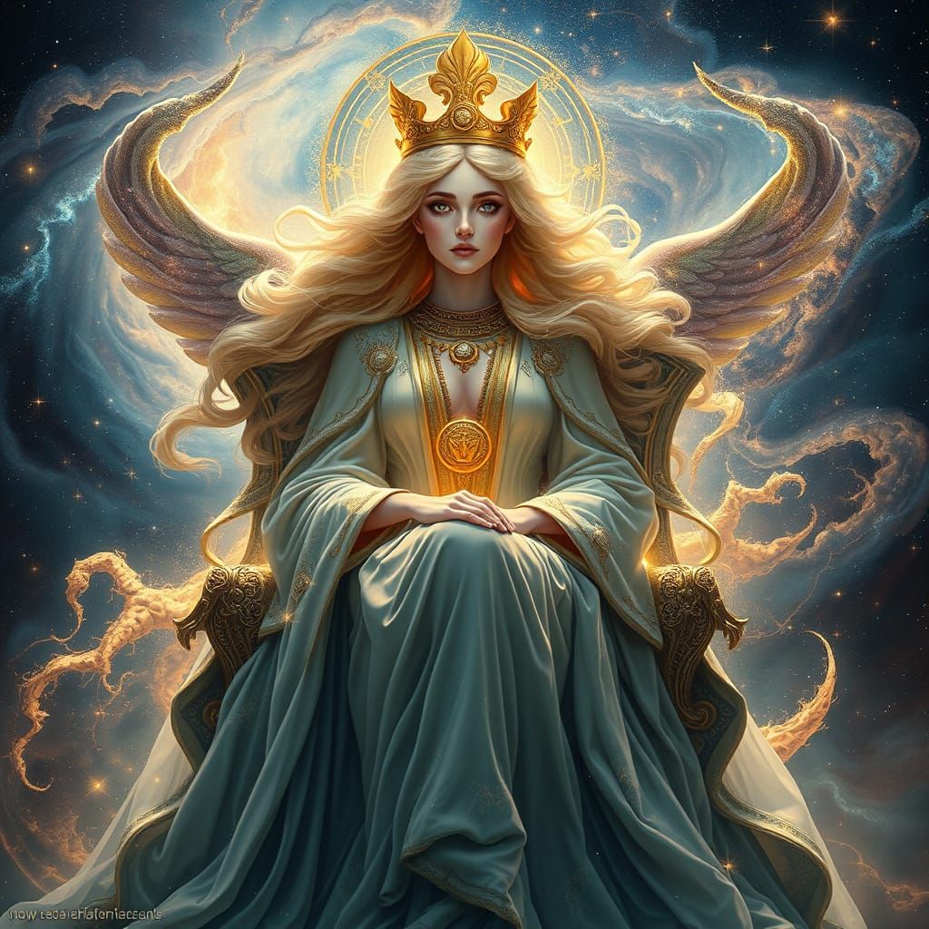 Cosmic Queen Radiates Stardust and Moonlit Majesty