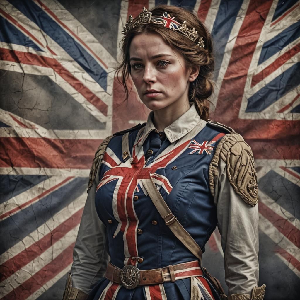 Hyperrealistic British Woman with Union Jack