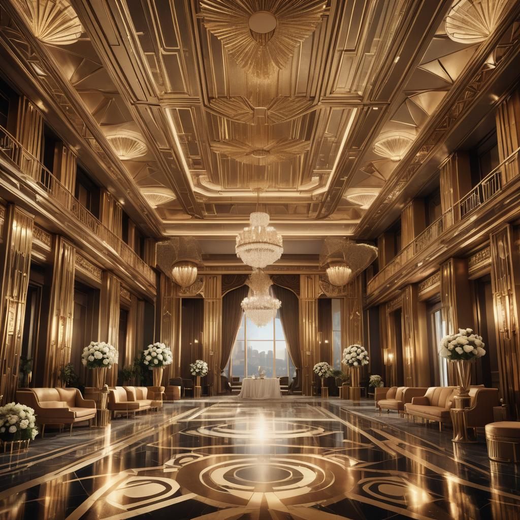 Lavish Art Deco Wedding Party in Ballroom