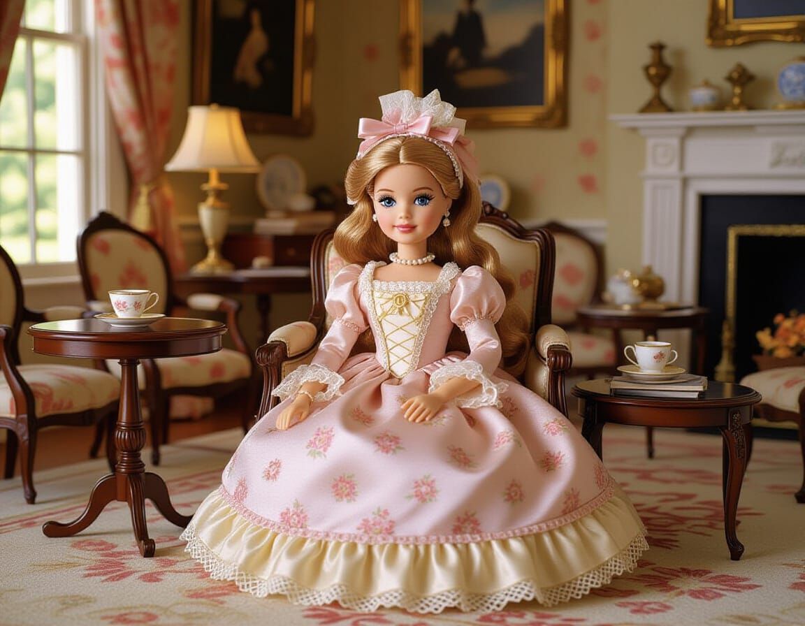 Barbie as Regency Girl in English Parlor