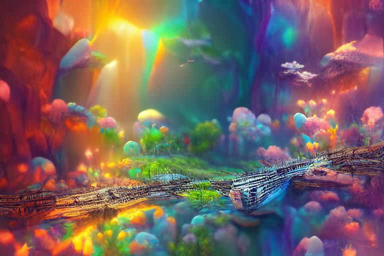 Ethereal Rainbow Bridge Digital Art