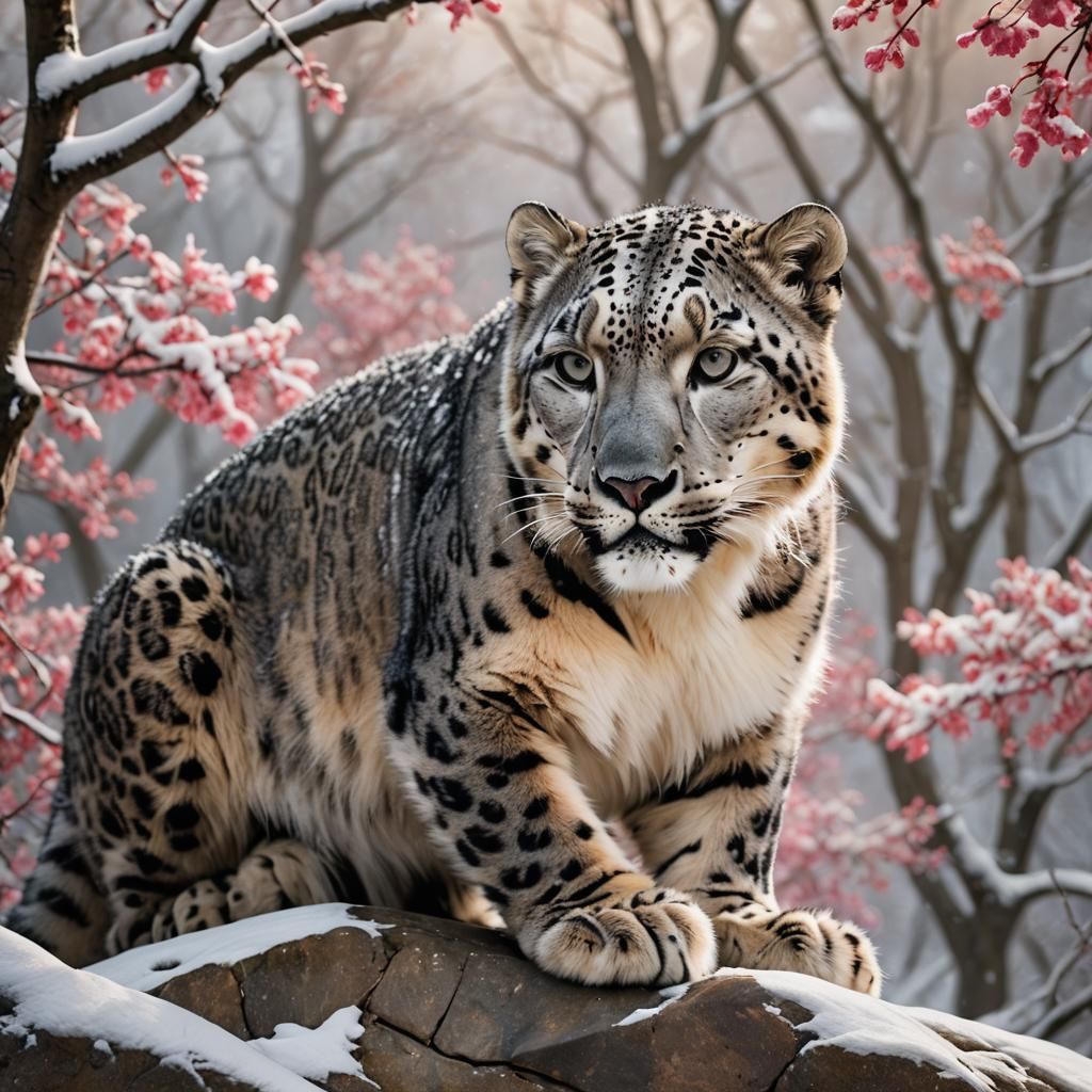 Dark Pink Crystal Snow Leopard Photography