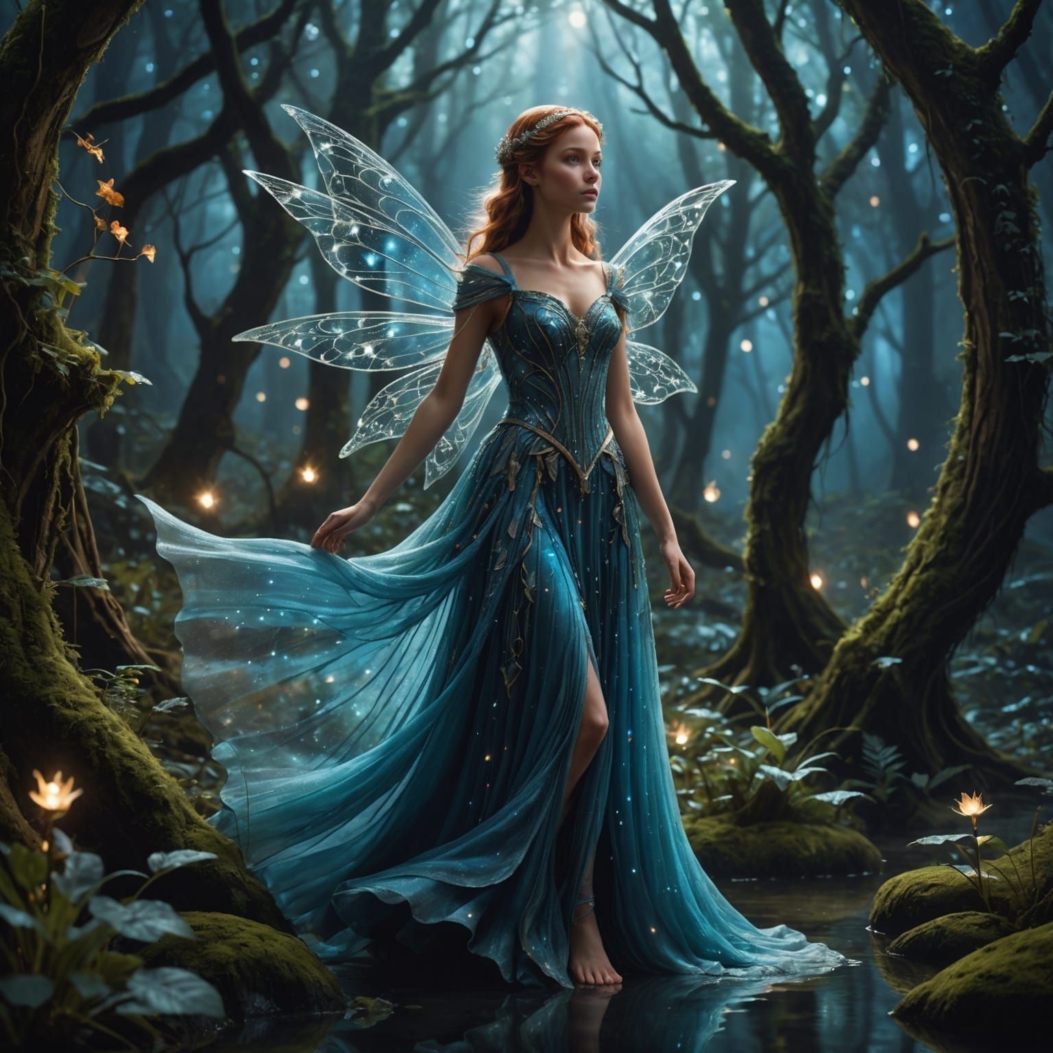 Fairy Girl's Starlight Dress in Mystical Forest