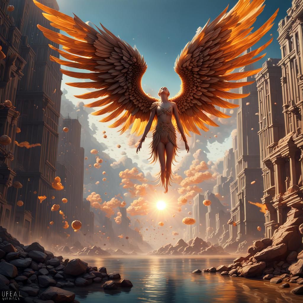 Icarus Falling: A Surreal Mythic Scene