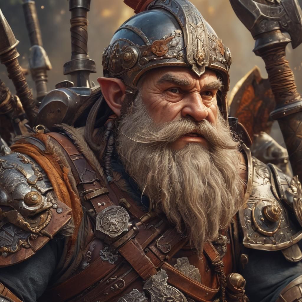 Dwarf Warrior Portrait in Dark Fantasy Style
