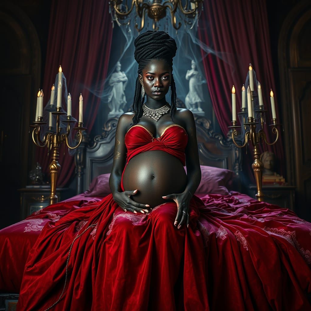 Regal Vampire Queen in Abandoned Mansion