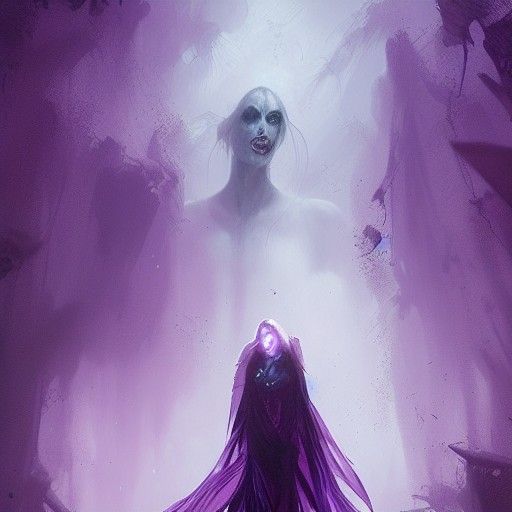 Sinister Purple Weeping Witch in Dark Fantasy Style