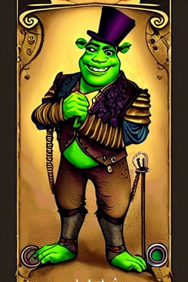 Steampunk Shrek Tarot Card Illustration