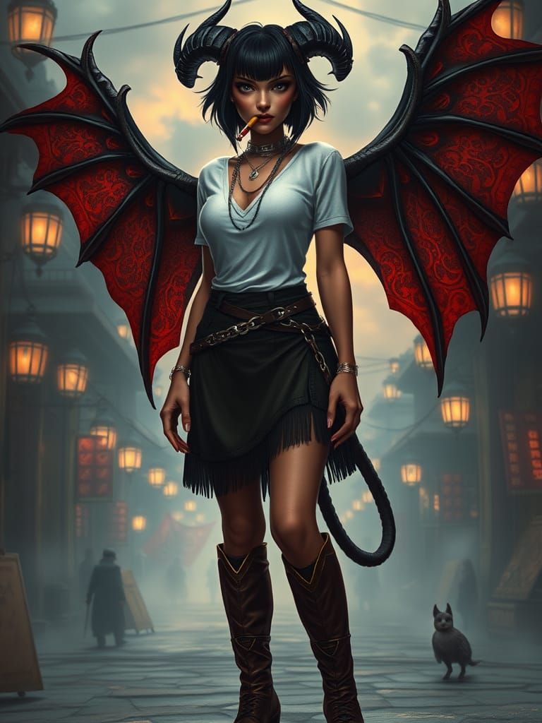 Elegant Demoness in Mystical Bazaar