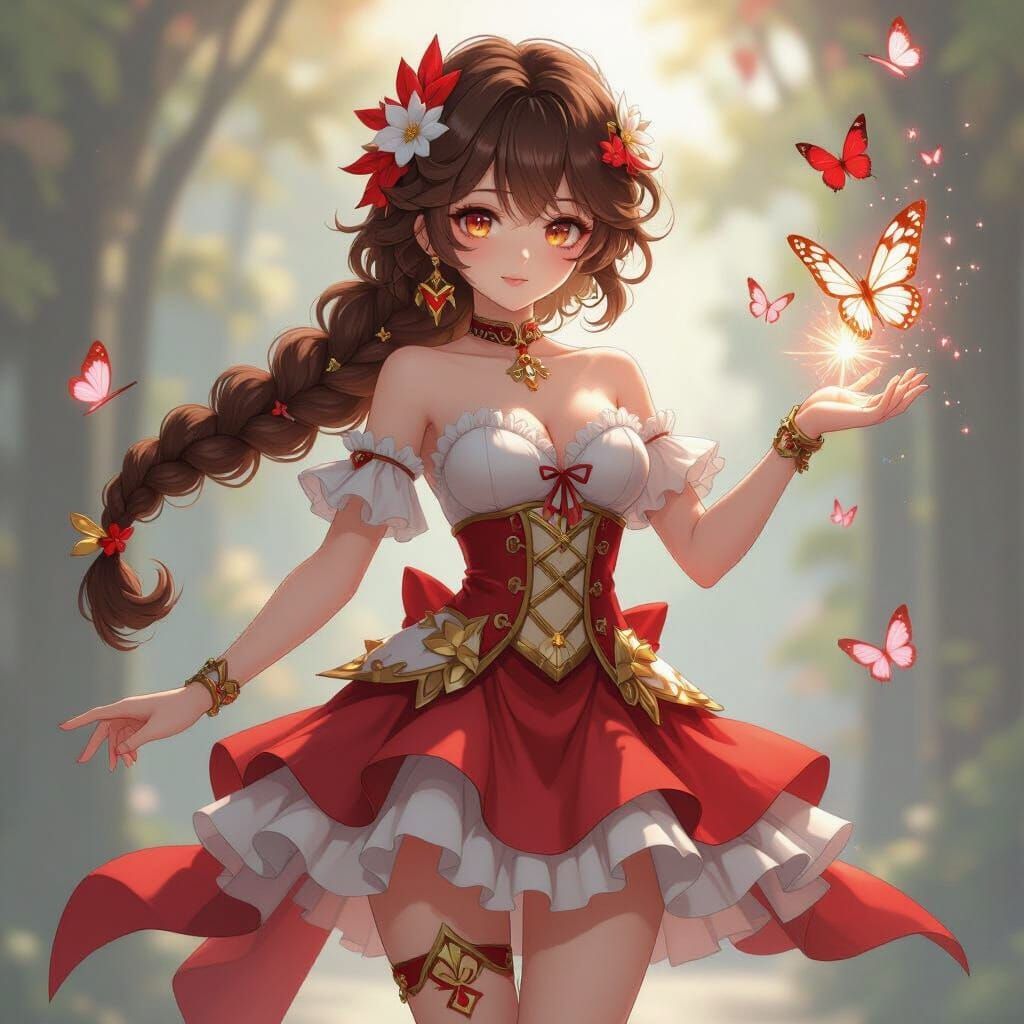Mage with Butterfly Magic in 3D Anime Style