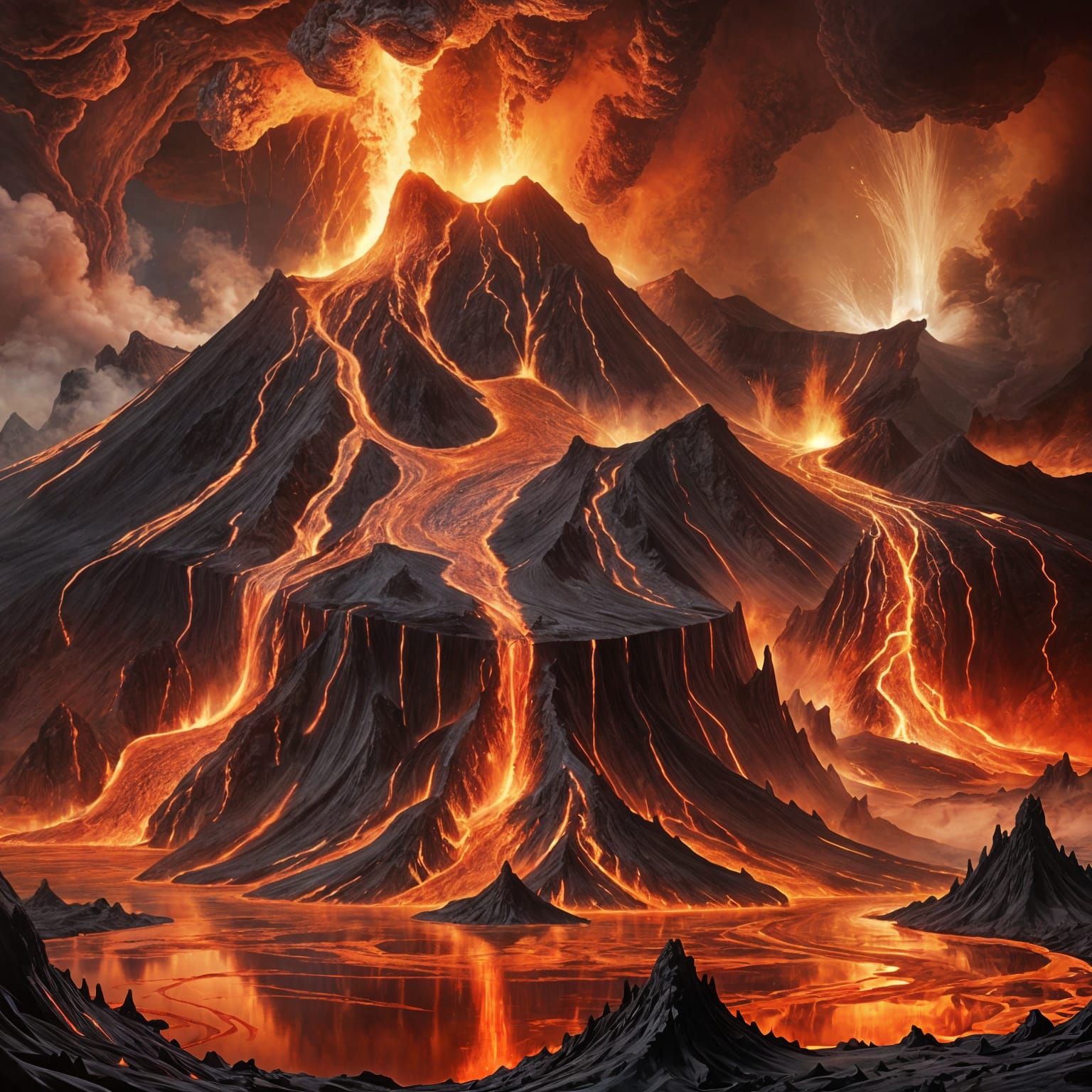 Surreal Volcano Eruption by Salvador Dali and Tim Burton