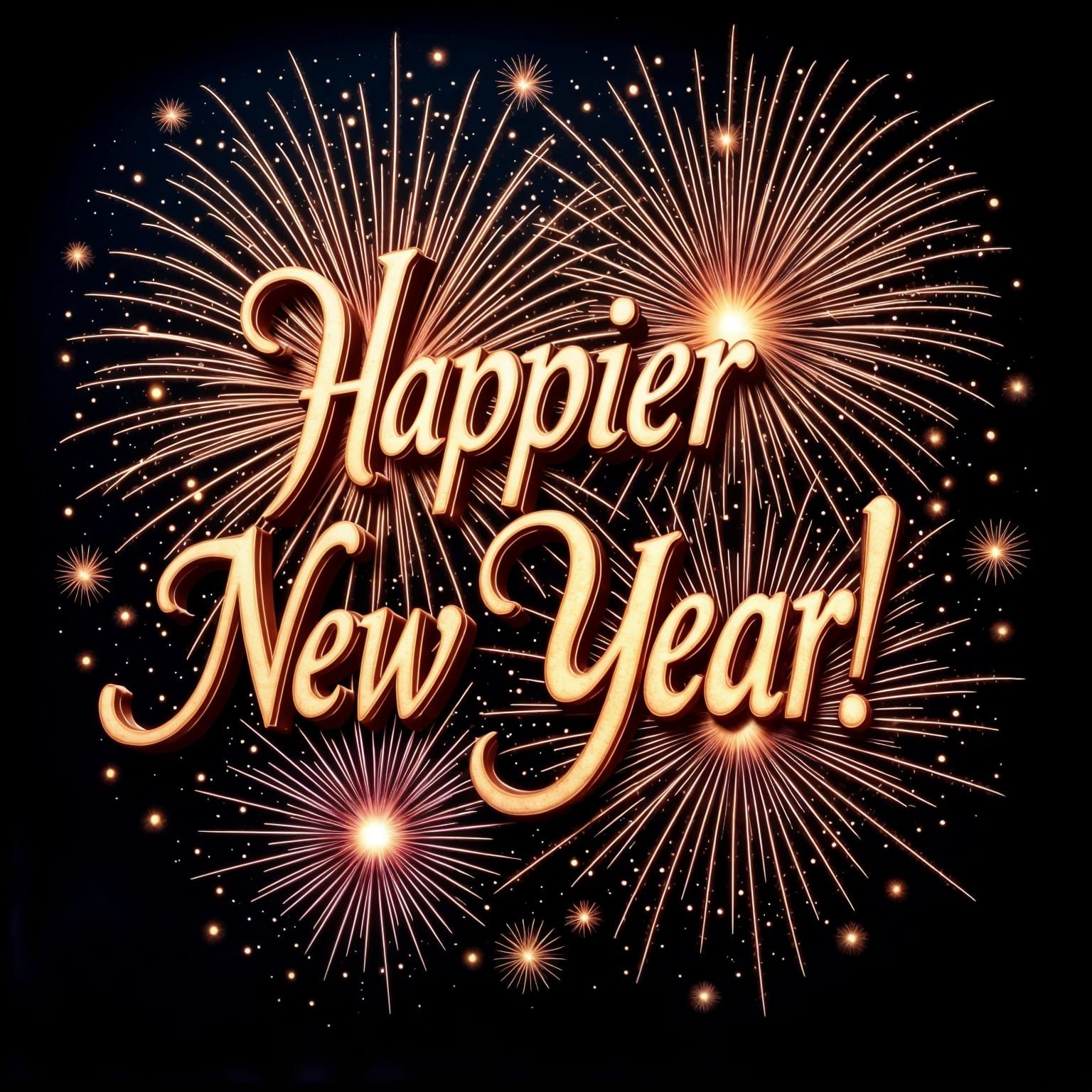 Elegant New Year Fireworks with Joyful Typography