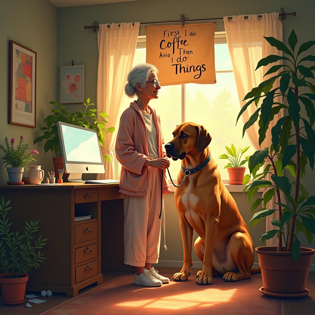 Dreamy Portrait of a Lady with Great Dane