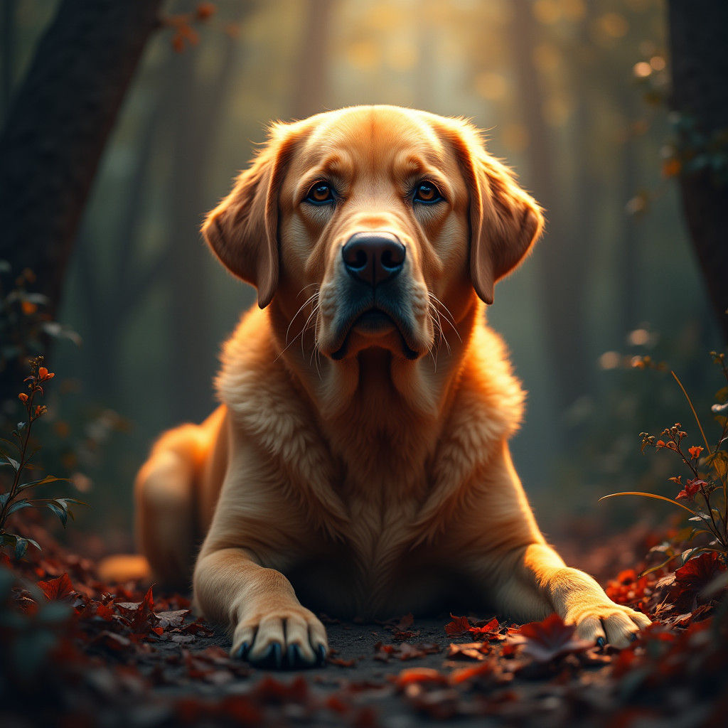 Regal Golden Labrador in Detailed Matte Painting