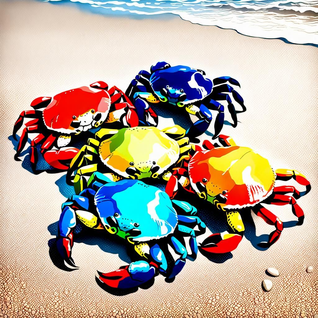 Colorful Crabs on a Sunny Beach