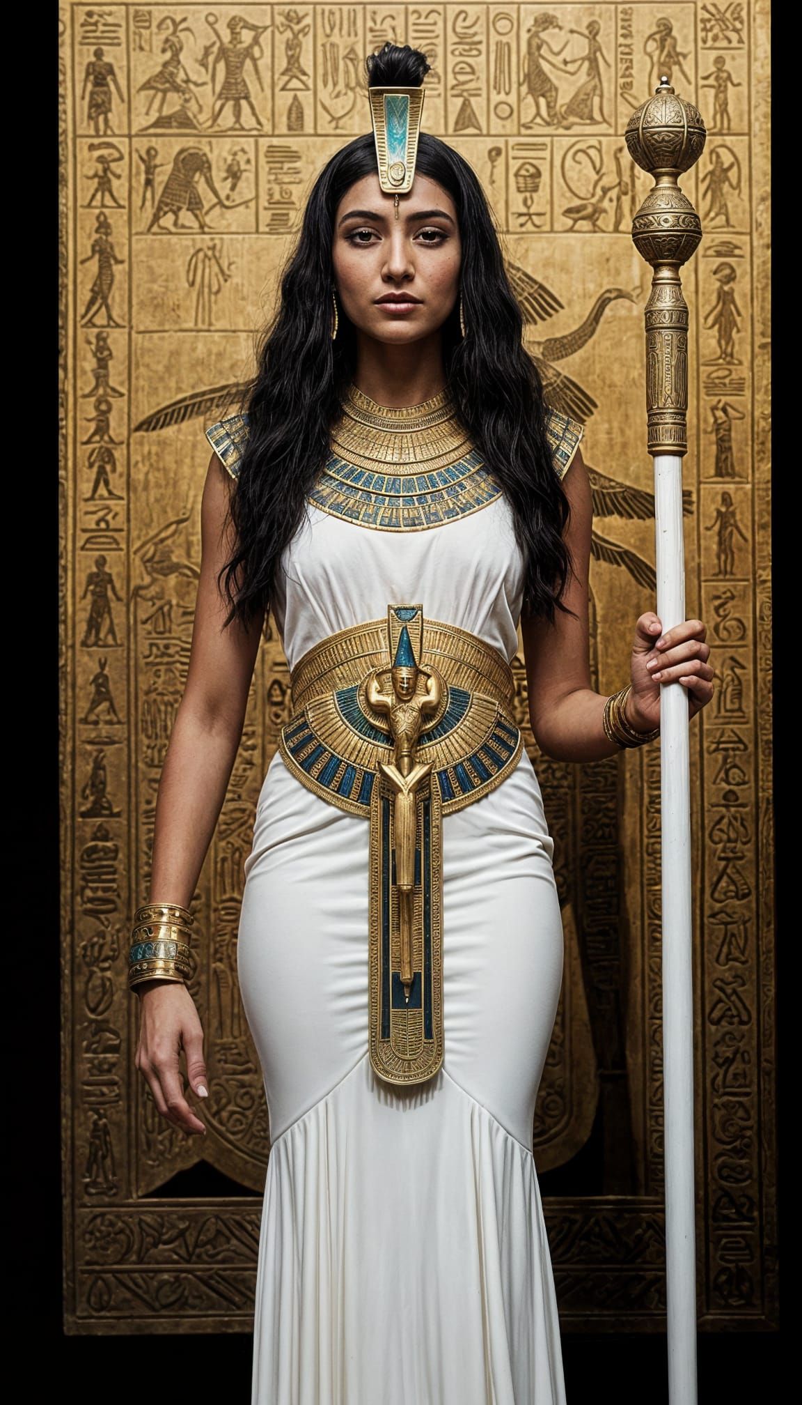 Egyptian Goddess Isis Depicted in Cinematic Film Style