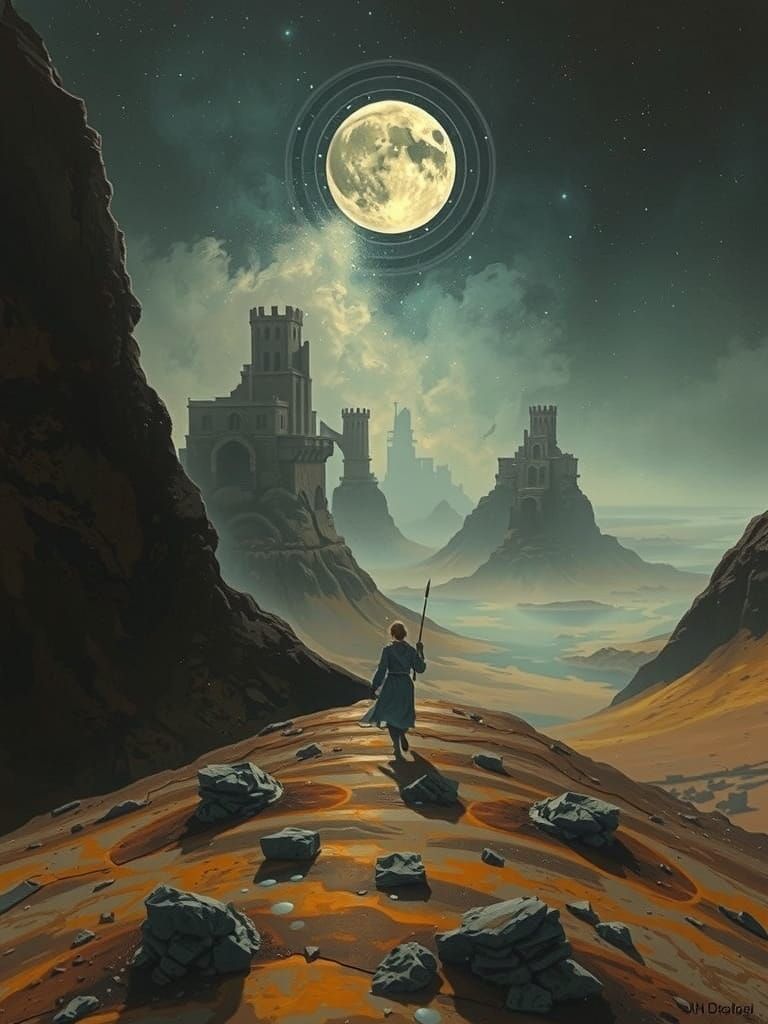 Historical Ruins Enclose Magnificent Fountain in Digital Pai...