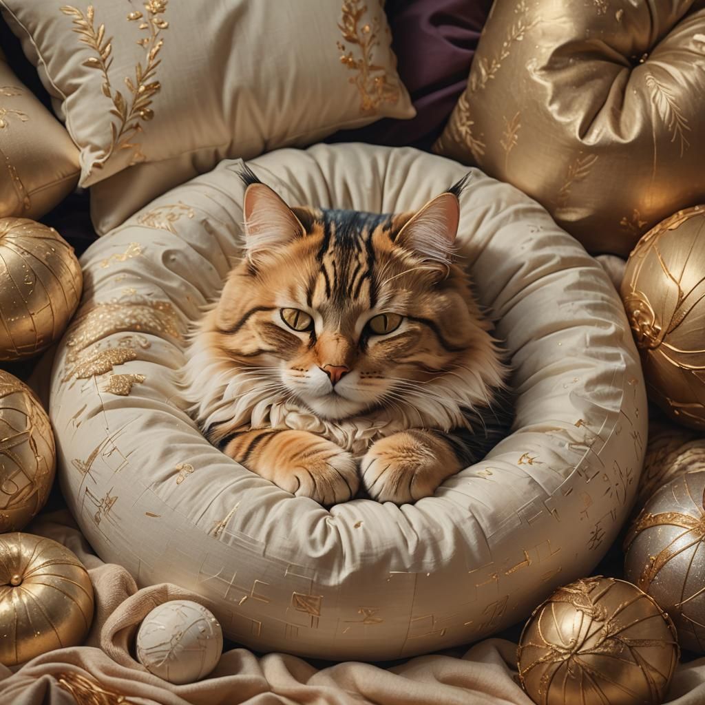 Cozy Cat Nap in Whimsical Fantasy Style