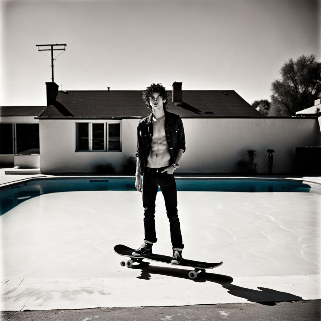 Gritty Skater Portrait in Black and White