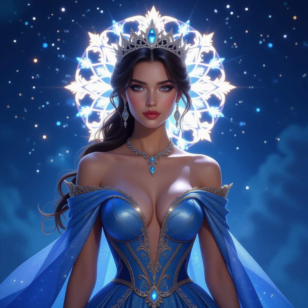 Cosmic Starlight Queen Portrait in Digital Art Style