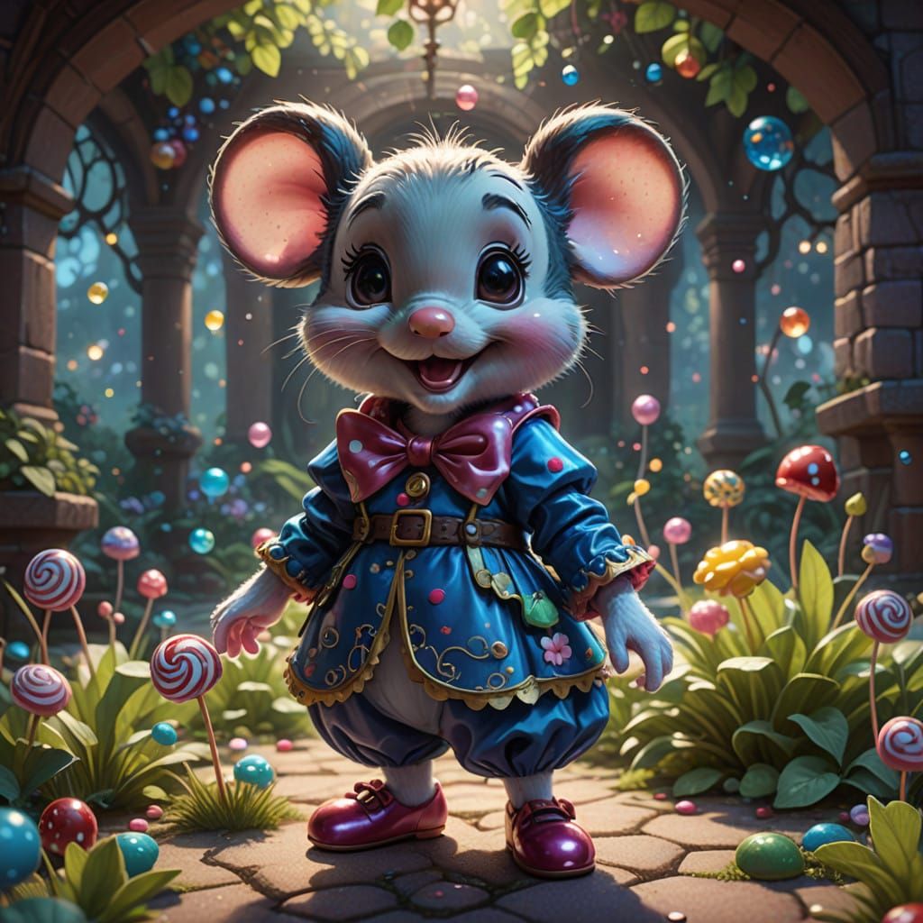 Enchanted Mini Mouse in Whimsical Candyland Scene