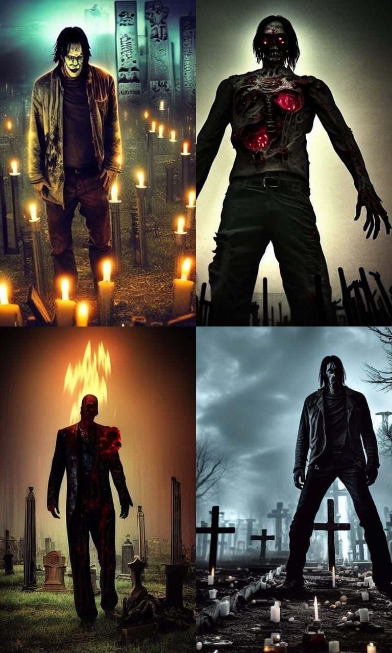 Zombie in Cyberpunk Graveyard Movie Poster