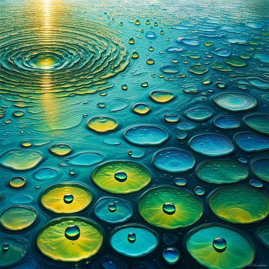 Oil Droplet World Map in Impressionist Style