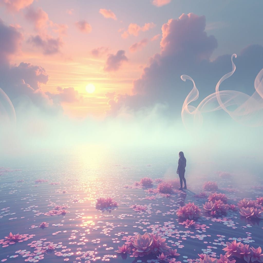 Enchanted Lake Oasis in Vibrant Dreamscape