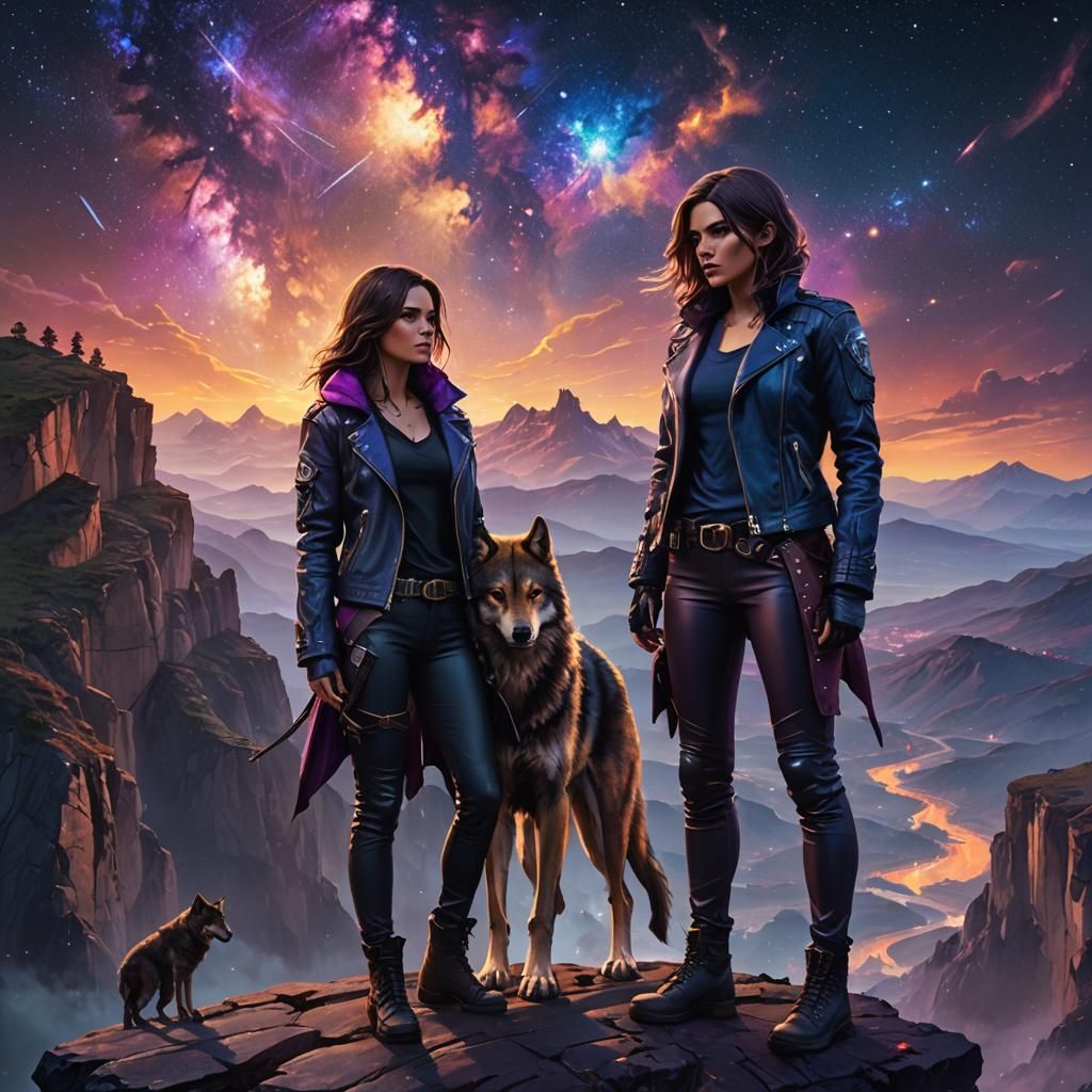 Galaxy Assassin and Wolf in Fantasy Concept Art