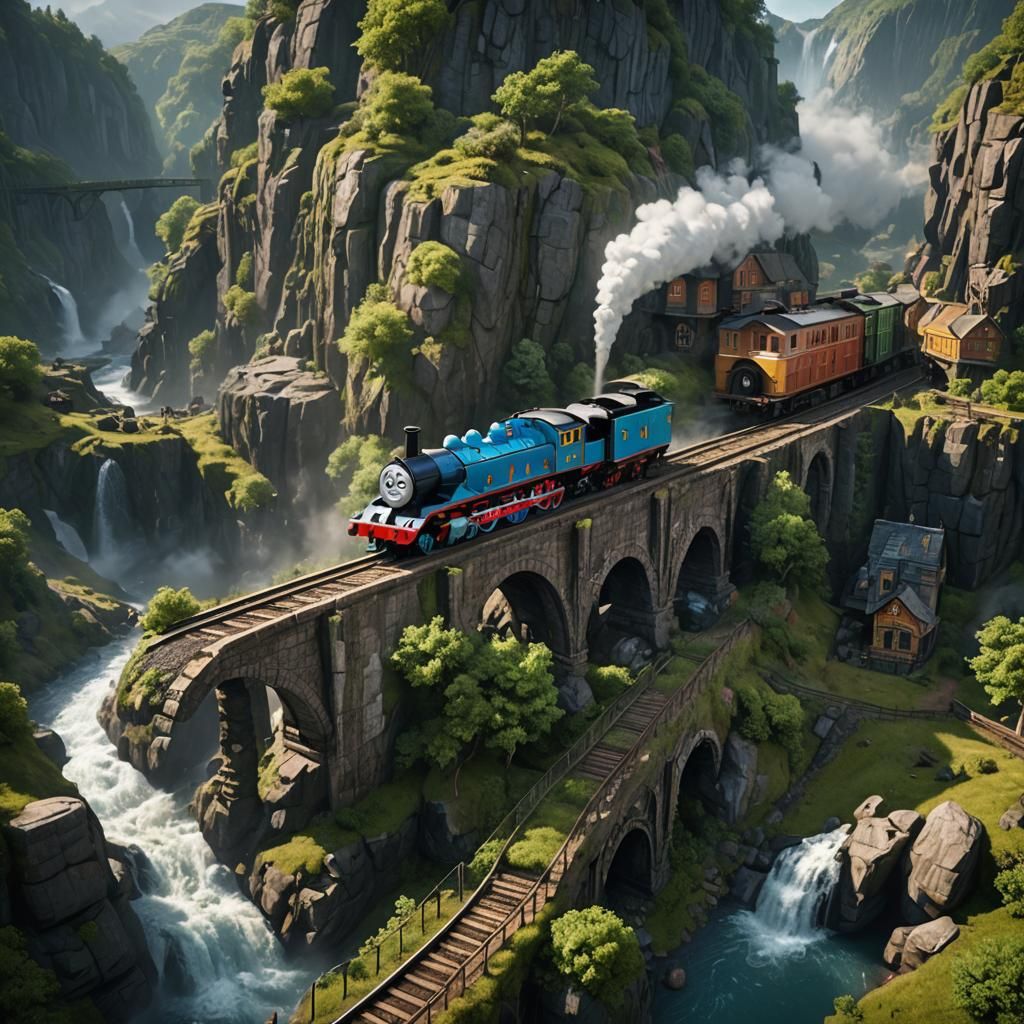 Detailed Matte Painting of Thomas the Train