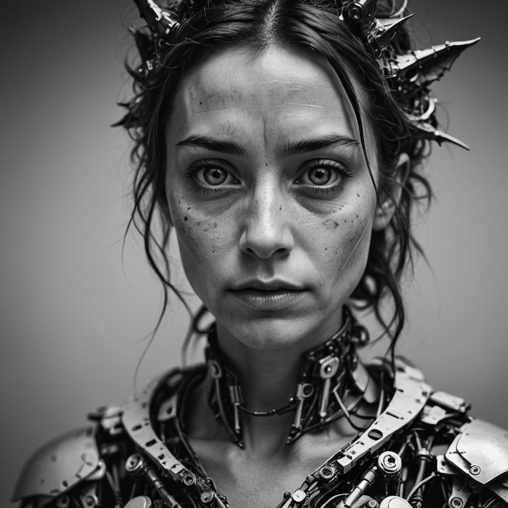 Irish Woman Builds Robotic Dragon: Black and White Portrait