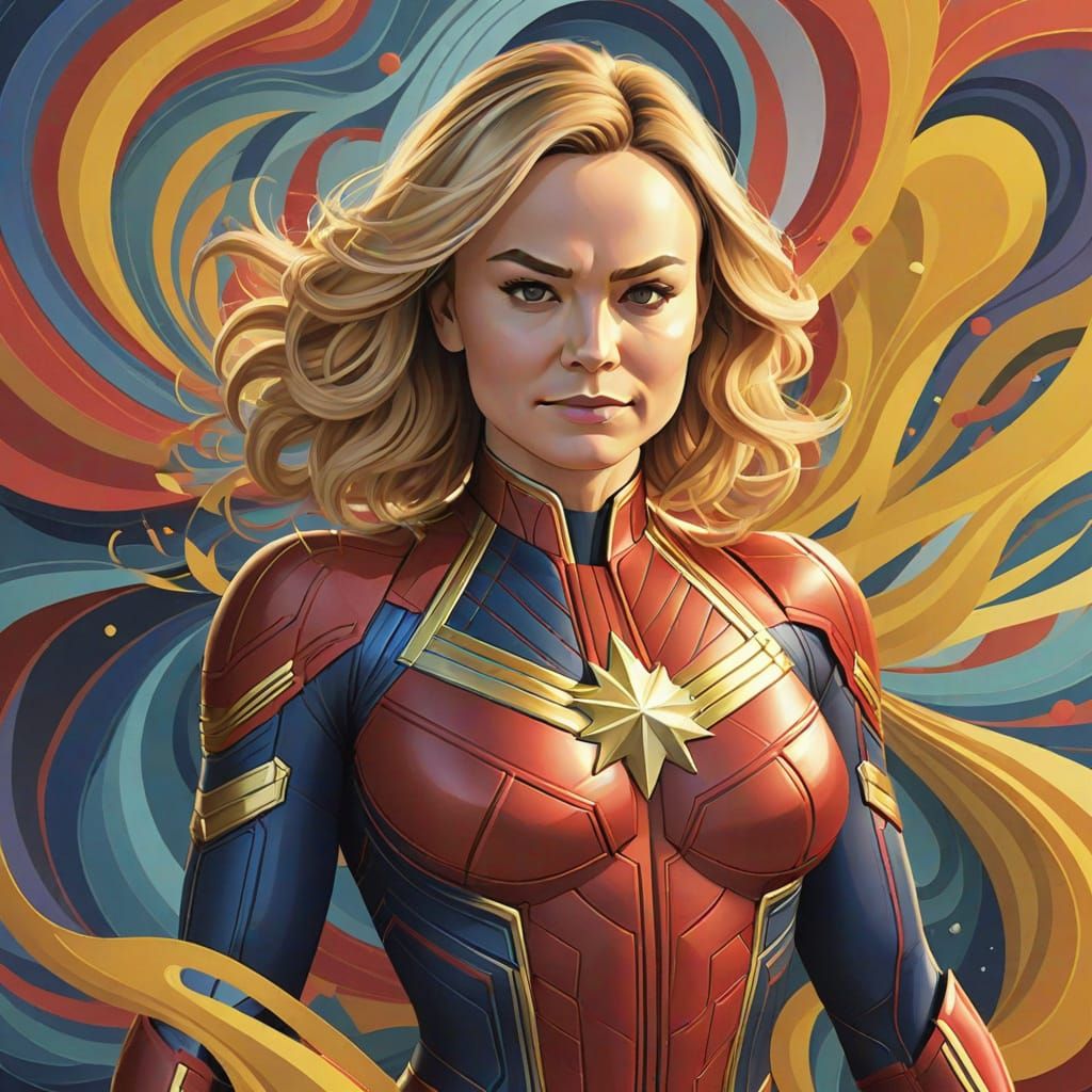 Abstract Captain Marvel Vector Fractal Zentangle Art
