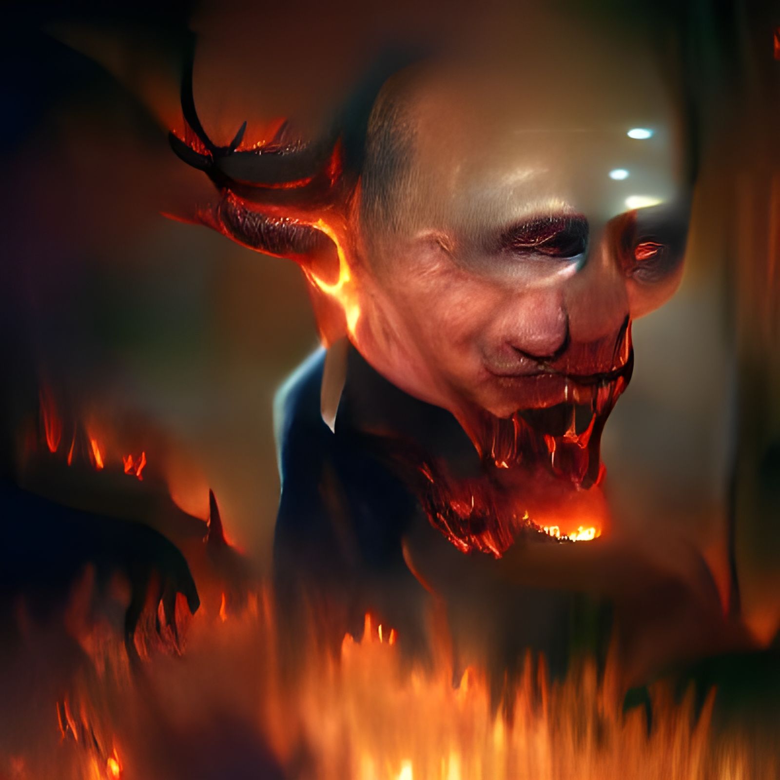 Sinister Figure Burning in Hell