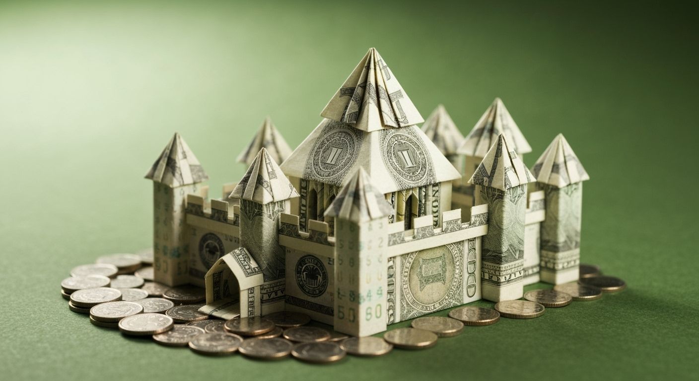 Miniature Origami Castle Made of Money