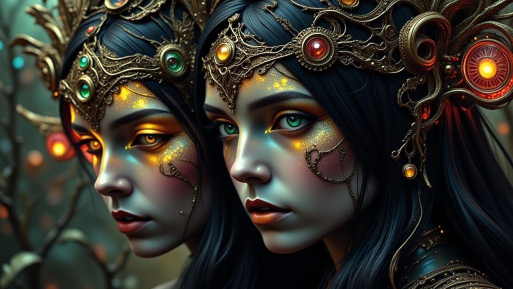 Hekate Meets Lord of Shadows in Dark Fantasy Portrait