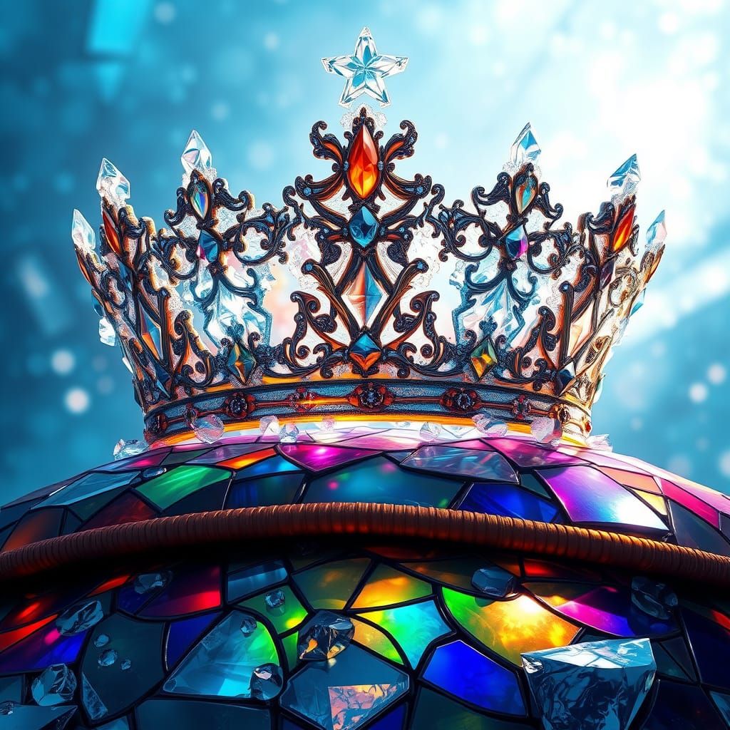 Crystal Ice Crown on Stained Glass Cushion