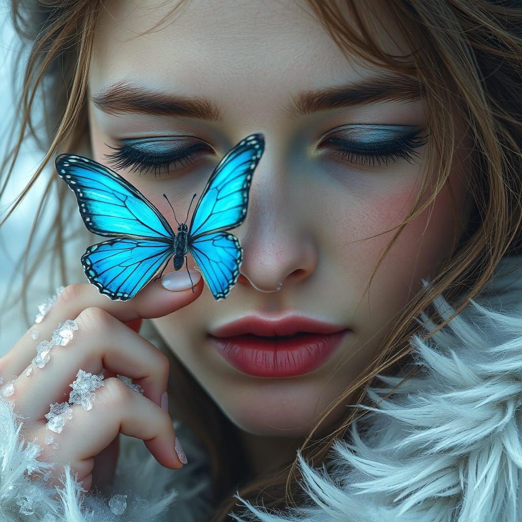 Woman with Butterfly: Detailed Matte Painting