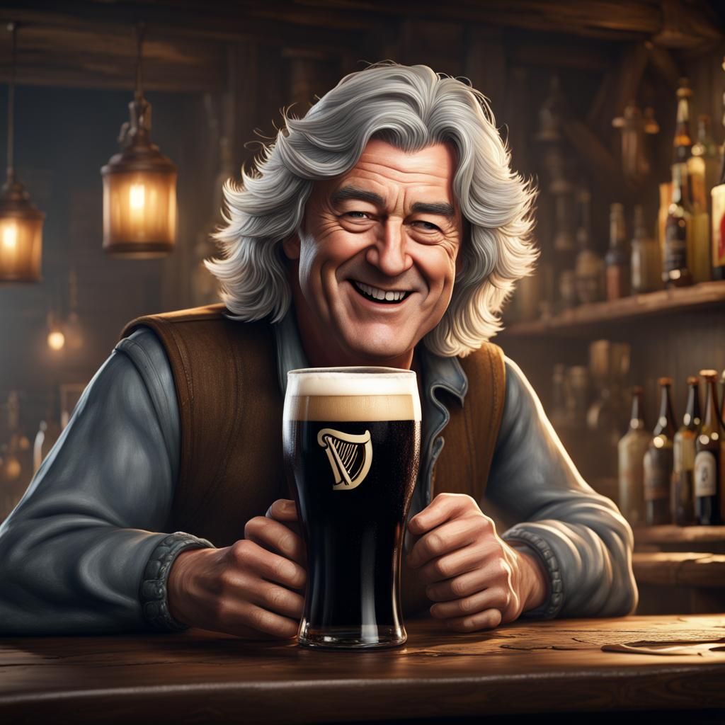 James May Laughing with Guinness, Detailed Matte Painting