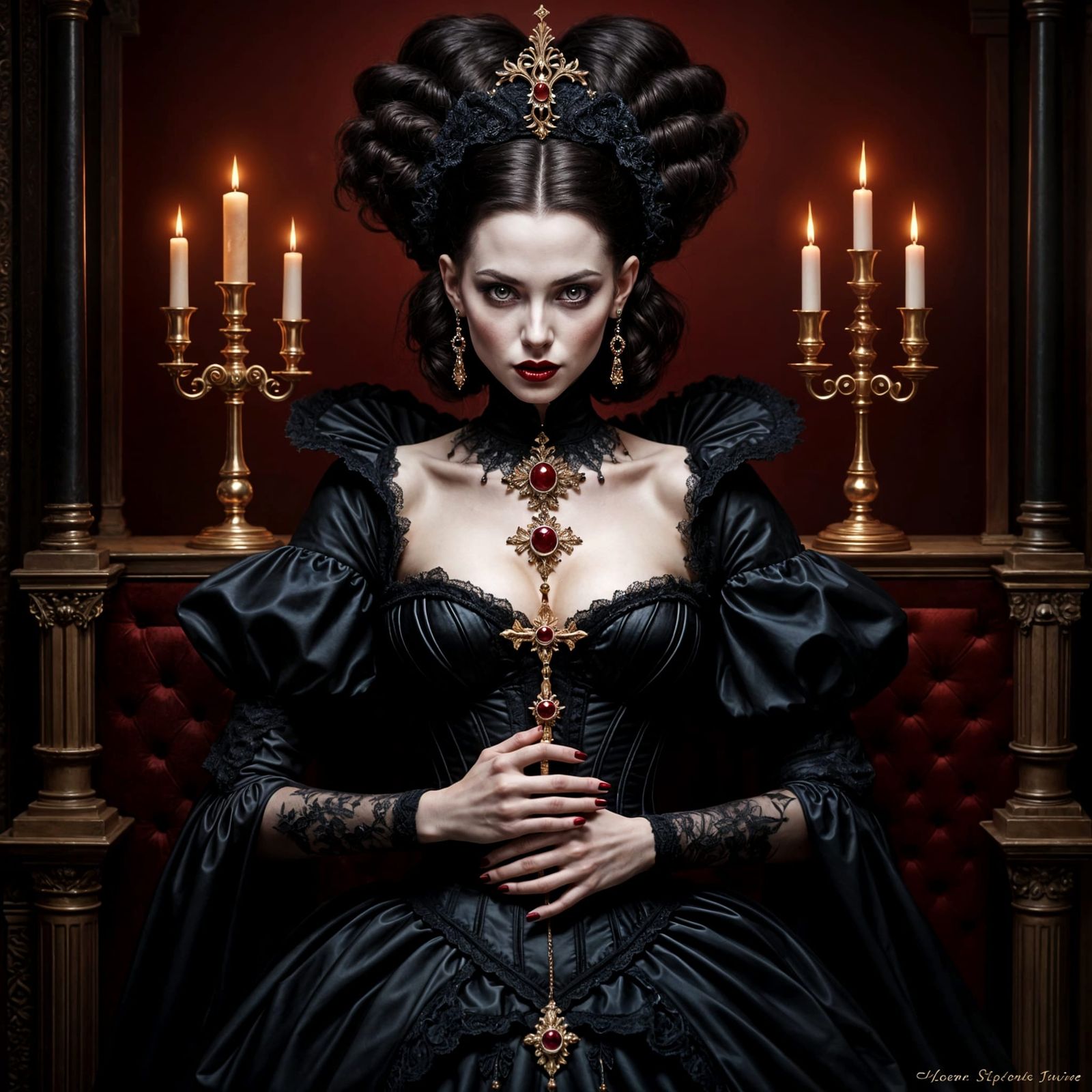 Vampire Queen Elizabeth Bathory in a Darkly Elegant Portrait