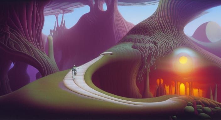 Mystical Dark Dreamscape with Dynamic Lighting