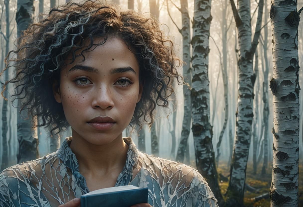 Ethereal Woman in Misty Forest Fantasy Art