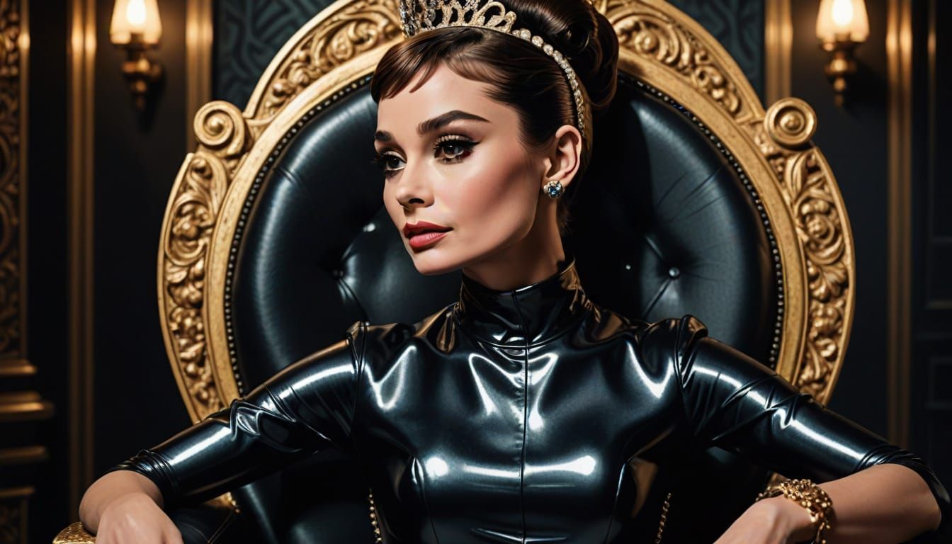 Regal Audrey Hepburn in Latex Glory