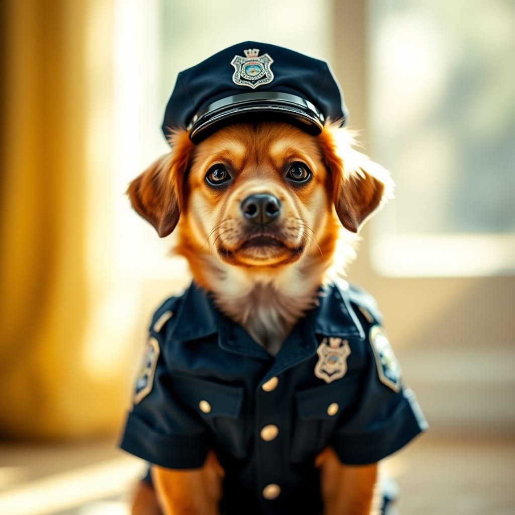 Police Dog Portrait in Classic Film Style