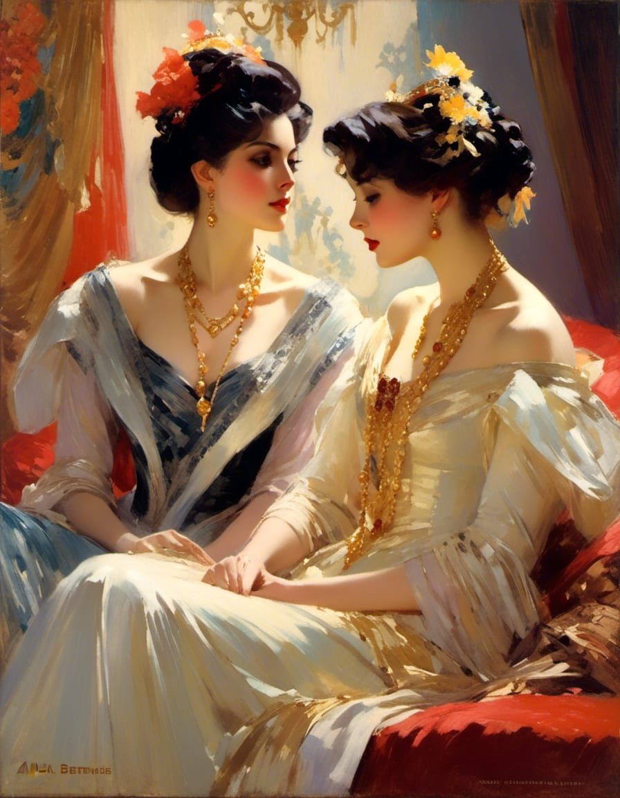 Victorian Women in the Style of Edward Cucuel