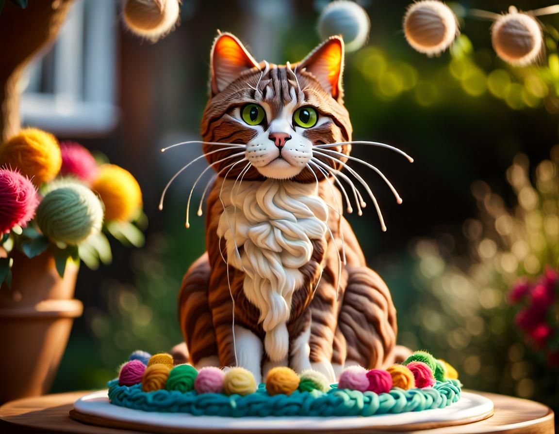 Hyperrealistic Cake Sculpture of a Tabby Cat