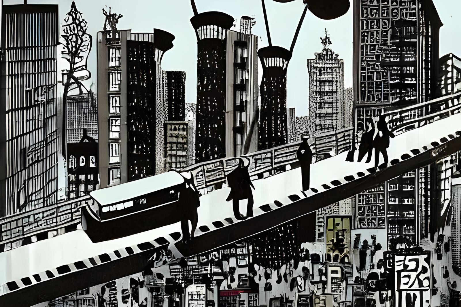 Film Noir Detective in Dieselpunk Cityscape