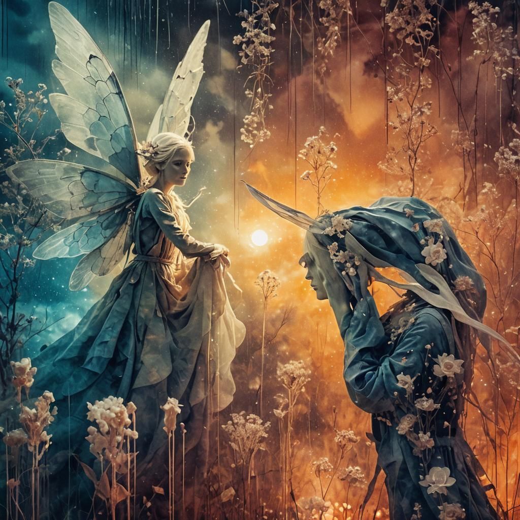 Surreal Infrared Portrait of Fairy Woman with Flowers